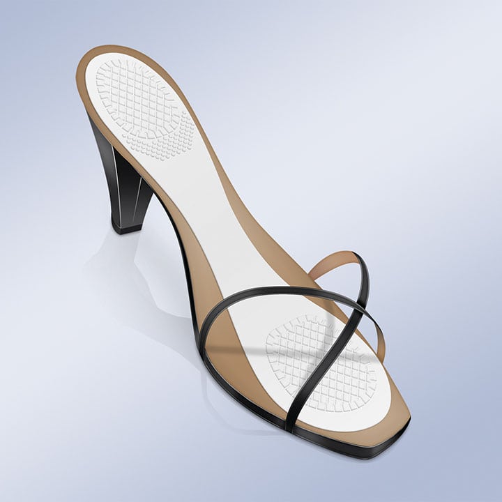 3/4 LENGTH ADHESIVE GEL INSOLES WITH PRESSURE-RELIEF AREAS ON HEEL AND FOREFOOT