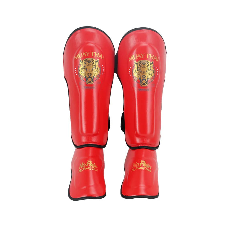 Muay Thai Children'S MMA Boxing Shin Guard Instep Leg Protector Pads PU Leather Thicken Kick Foot Training Support Leg Warmers