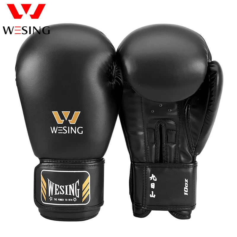 Wesing Professional Boxing Gloves Sanda Training Competition Adult Punching Mitts Black Luva Muay Thai Guantes De Boxeo