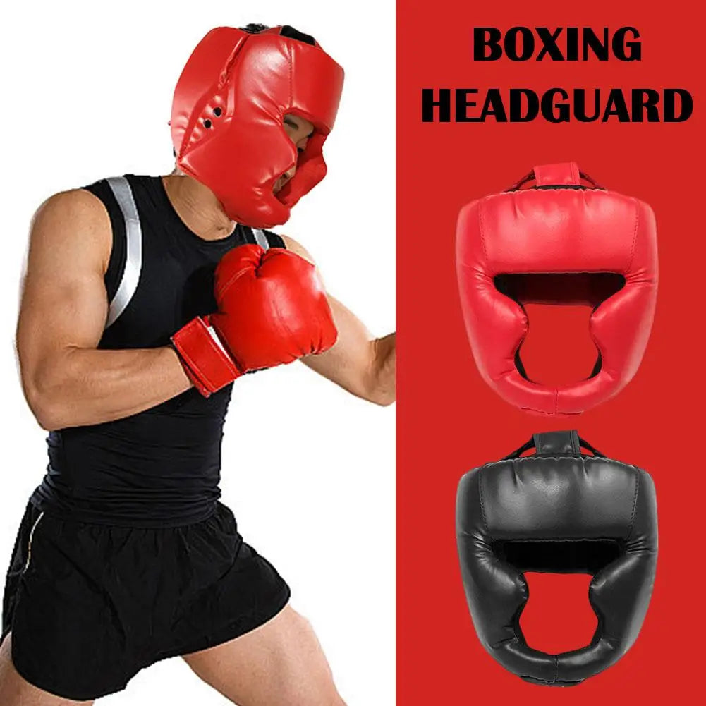 Full-covered Pu Boxing Helmet Kids Adults Muay Thai Equipment Headgear Guard Training Taekwondo Head Boxing Sparring Gym A8Z5