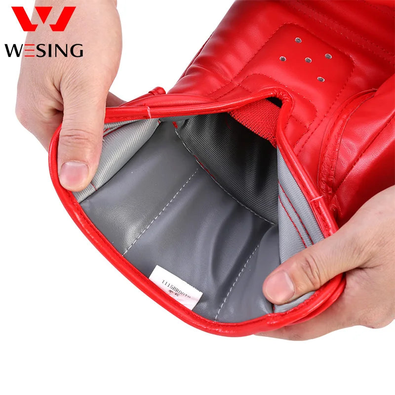 Wesing Professional Boxing Gloves Sanda Training Competition Adult Punching Mitts Black Luva Muay Thai Guantes De Boxeo