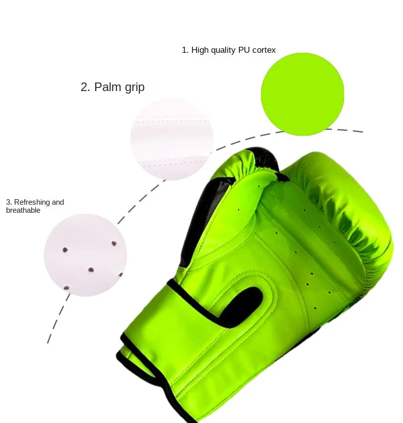 6/12Oz Professional Boxing Gloves Adult and kids Sanda Training Muay Thai Combat Fitness Boxing Sports Taekwondo PU Gloves