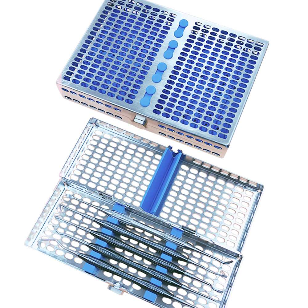 DENTAL STERILIZATION CASSETTE BOX TRAY FOR 10 INSTRUMENTS Sterilization Cassette Rack Tray Holds 10 Dental Surgical