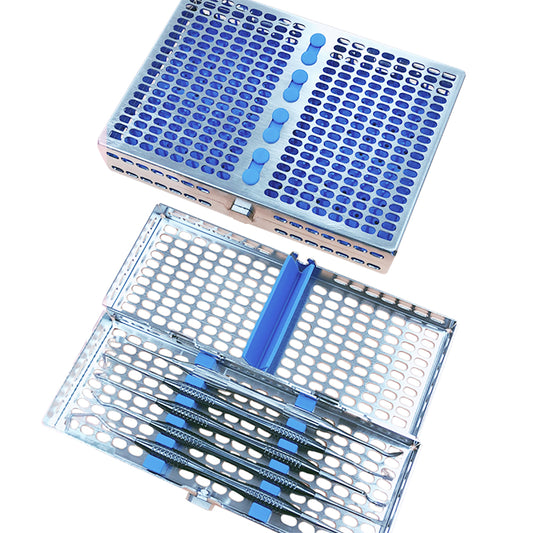 DENTAL STERILIZATION CASSETTE BOX TRAY FOR 10 INSTRUMENTS Sterilization Cassette Rack Tray Holds 10 Dental Surgical