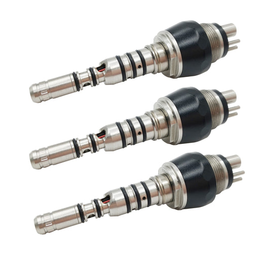 3 piece /set Dental Quick Coupling Coupler Fit KV LED Turbine fiber optic Handpiece 6 Hole