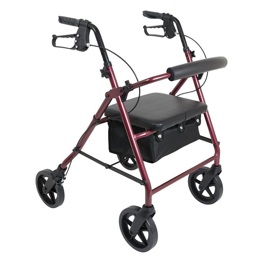 Deluxe Folding Rollator - Burgundy
