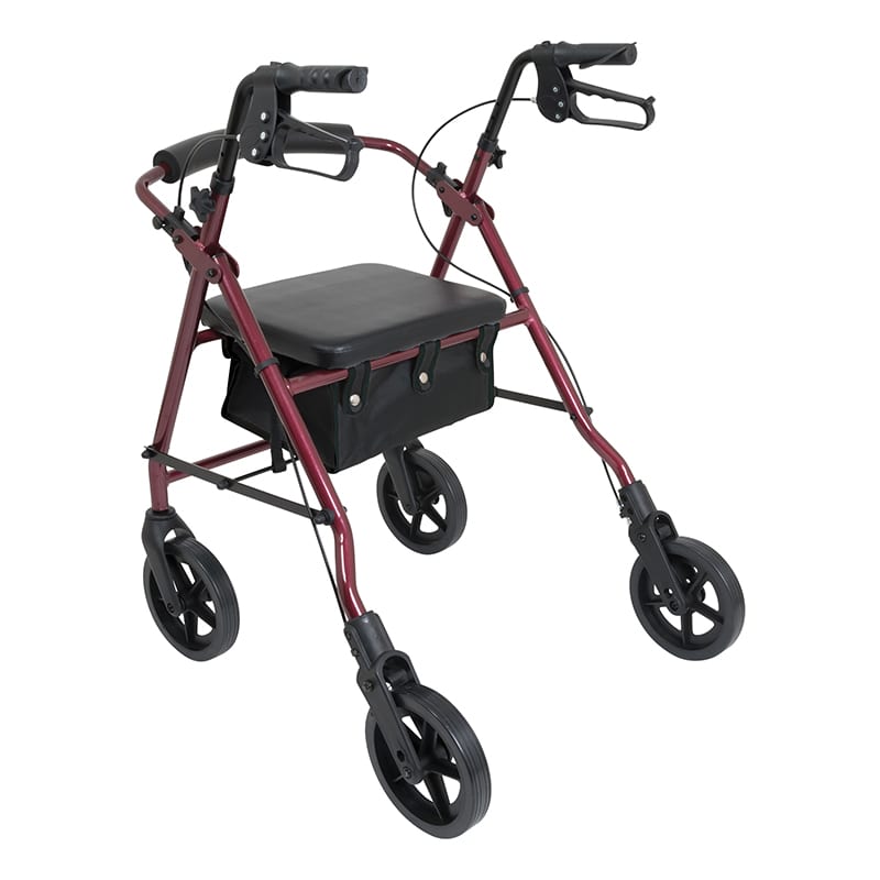 Deluxe Folding Rollator - Burgundy