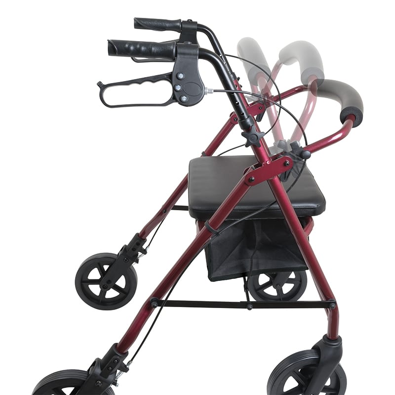 Deluxe Folding Rollator - Burgundy