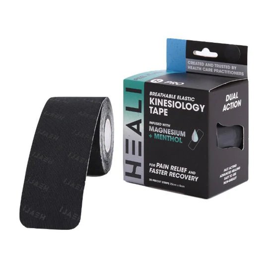 Black Tape With Black Heali Logo - Kinesiology Tape